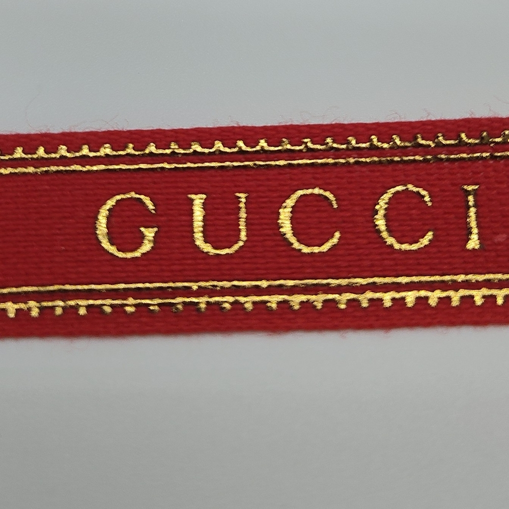 GUCCI Logo Ribbon Red & Gold Colorway Made in Italy Two (2) Yards - Picture 2 of 4